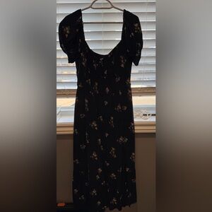 Hollister Black Floral Midi Dress
